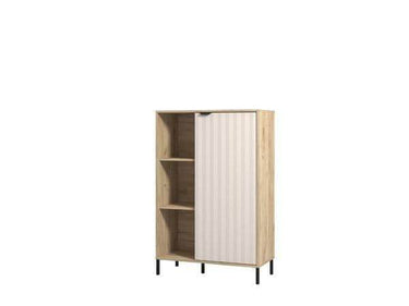 Evandria Grey Oak Effect Cashmere Slatted Short Sideboard - Elegant Storage Solution - UK Luxury Furniture